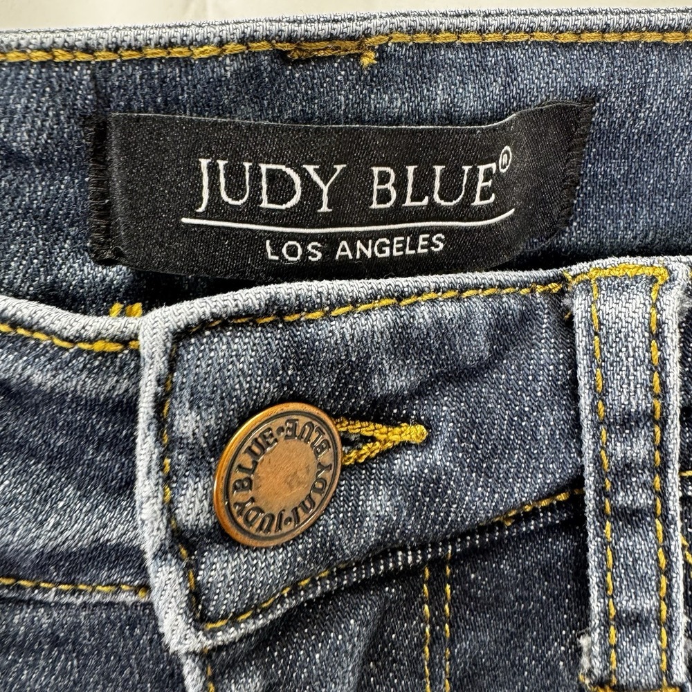 Judy Blue Jeans Womens 7/28 Blue‎ Skinny Fit Distressed Raw Hem Stretch Denim - Picture 2 of 11
